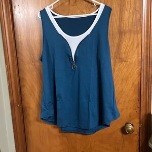 Elegant Teal Zip-Front Tank Top